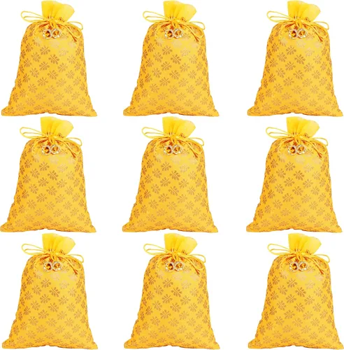 Vista 22 de Touchstone Drawstring Bags Indian Handcrafted Pouches Potli for Gifts Elefante_Multicolor (paquete de 20)