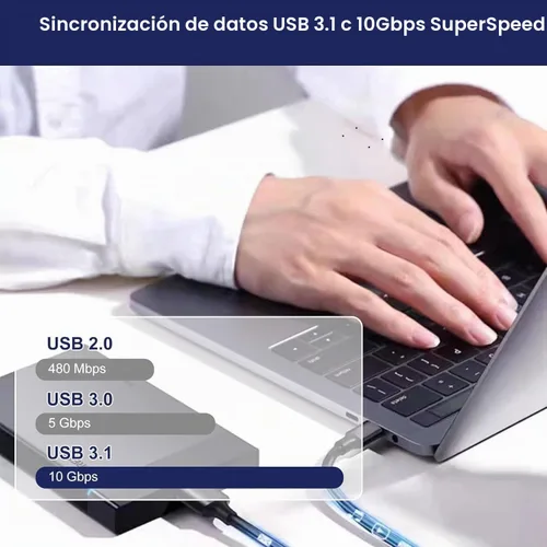 Vista 4 de Cable USB C a Micro USB 3.0 de carga rápida, cable de transferencia de datos de alta velocidad de 10 Gbps compatible con Samsung Galaxy S5 Note 3