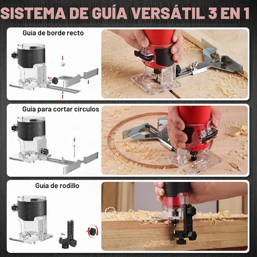 Vista 7 de TEENO Herramienta de enrutador, 1.25 HP 6.5 Amp Herramienta compacta de Rojo