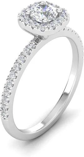 Vista 2 de 12Ctw halo anillo de compromiso de diamantes en oro blanco de 10k