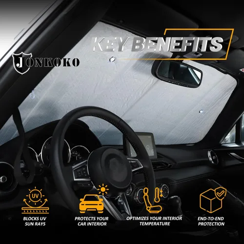 Vista 4 de Parasol para parabrisas de automóvil para Mazda MX-5 NC 2009-2015 plegable, protector solar de poliéster reflectante, bloquea el calor