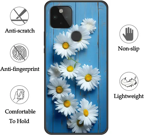 Vista 5 de Funda protectora para Pixel 4a 4G, funda protectora de goma de silicona suave de alta calidad para Google Pixel 4a 4G 5.81 pulgadas 2020, flores