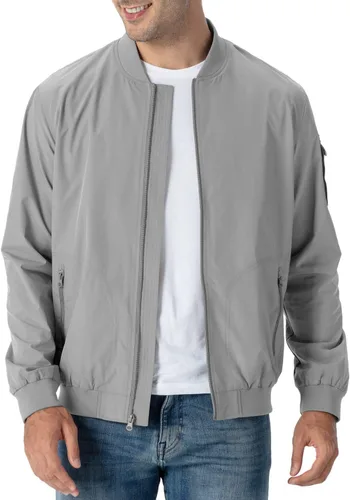 Vista 19 de Rdruko Chaqueta Bomber Ligera para Hombre Cazadora Cortavientos Casual Elegante a la Moda