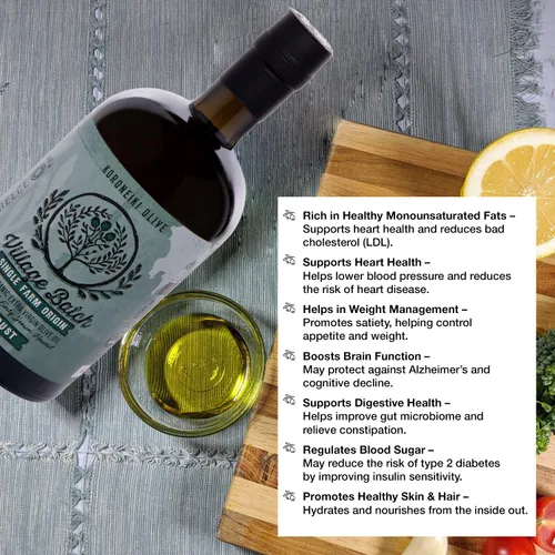 Vista 5 de Village Batch Koroneiki Aceite de oliva virgen extra orgánico, 16.9 onzas (paquete de 1) AOVE prensado en frío y sin filtrar, aceite de oliva griego