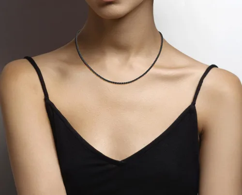 Vista 5 de Miabella Collar de cadena de cuero italiano trenzado negro de 0.118 pulgadas para hombres y mujeres con cierre de plata de ley 925, fabricado