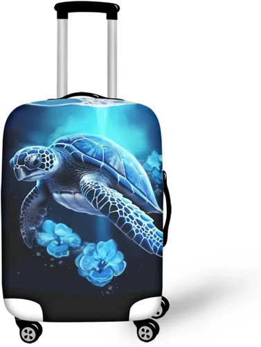 Vista 22 de COEQINE Funda para equipaje de viaje, protector de maleta, funda de equipaje lavable, tamaño S-XL (18-32 pulgadas), Blue Capy Bara Swim, L
