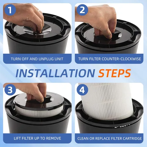 Vista 5 de Filtro de repuesto para purificador de aire Silveronyx KJ150F-C02, filtro de carbón activado HEPA de 5 velocidades H13