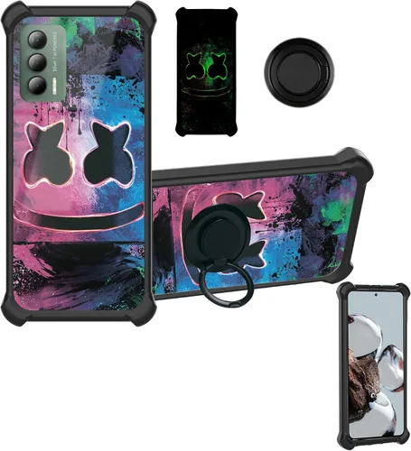 Vista 61 de Aroepurt Funda compatible con Nothing Phone 2a Phone Case Cover [PC duro + silicona suave] [soporte de anillo] [efecto luminoso] YGH-BQ