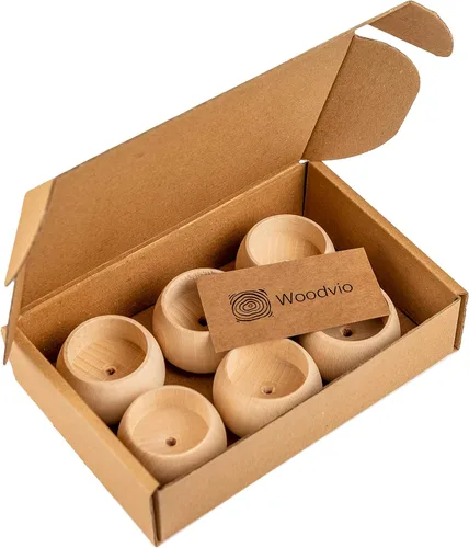 Vista 9 de Portavelas de madera hechos a mano para velas votivas y velas de té, juego de 6