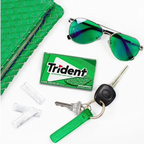 Vista 10 de Trident Goma de mascar de menta verde sin azúcar, 3 paquetes de 14 piezas (42 piezas en total)