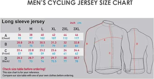 Vista 6 de Camiseta de ciclismo de manga larga para hombre con cremallera completa y 3 bolsillos traseros, Multi, S