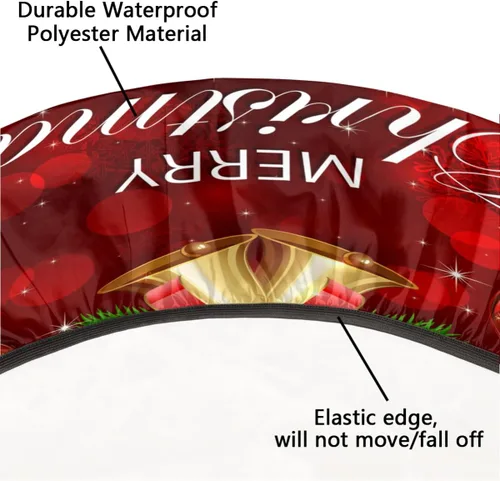 Vista 3 de Pardick Mantel redondo ajustable para decoración de Navidad, mantel circular rojo con elástico, lavable, para exteriores, cocina, fiesta, patio