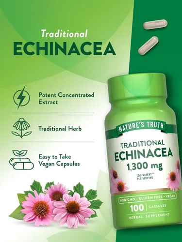 Vista 5 de Cápsulas de extracto de equinácea 1300 mg 100 unidades Sin OMG y sin gluten por Nature's Truth