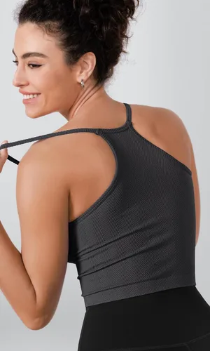 Vista 3 de ODODOS Camiseta corta sin mangas para mujer, 3 unidades, de punto en espiga, sin costuras, suave