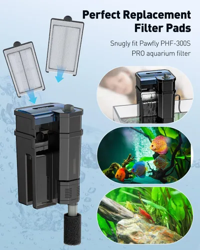 Vista 7 de Pawfly Paquete de 4 cartuchos de filtro para filtro de acuario PHF-300S PRO para colgar en la parte posterior, almohadilla de filtro para tanque