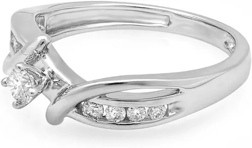 Vista 2 de Dazzlingrock Collection Anillo de compromiso de oro de 10 quilates con diamante redondo de 0,26 quilates (quilates)