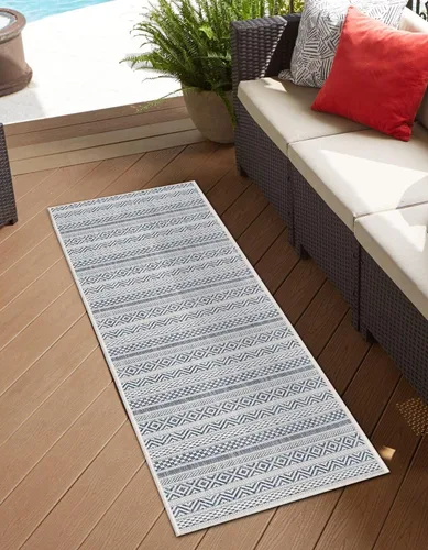 Vista 35 de Unique Loom Outdoor Striped Collection Alfombra de área - Maia (2' 2" x 3' 1" Rectángulo, Beige/Marfil)