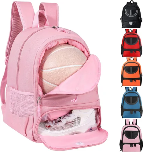 Vista 18 de Mochila de baloncesto para hombres y mujeres con compartimento para pelota y zapatos, capacidad de 30L, ligera y transpirable, mochila de fútbol