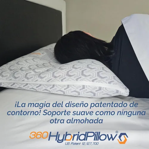 Vista 3 de 360 Hybrid Pillow® – Almohada Cervical para Alivio del Dolor Ergonómica y Ajustable para Dormir de Espalda, de Lado, de Barriga, Rollo de Cuello