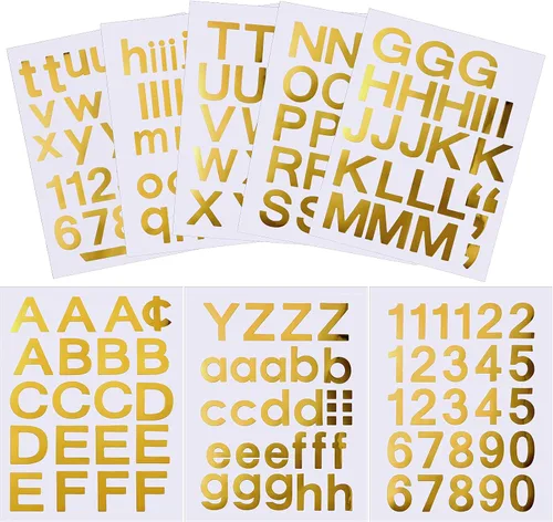 Vista 13 de Outus 8 hojas de calcomanías de letras de vinilo, autoadhesivas, números para buzón, letras del alfabeto, para medias de Navidad, álbumes de Negro