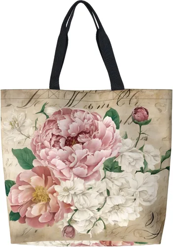 Vista 35 de Famame Canvas Tote Bag Large Women Casual Shoulder Bag Handbag Reusable Multipurpose Shopping Grocery Bag
