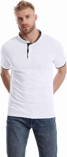 Vista 2 de Little Beauty Camisas Henley de manga largacorta con botones y bolsillo para hombre