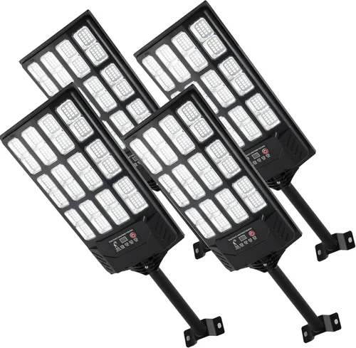 Vista 8 de Farolas solares impermeables para exteriores, 38000 lúmenes, luz de inundación solar gran angular, luz de estacionamiento LED con sensor