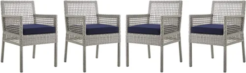 Vista 10 de Modway Aura Piece - Juego de mimbre para exteriores, gris gris