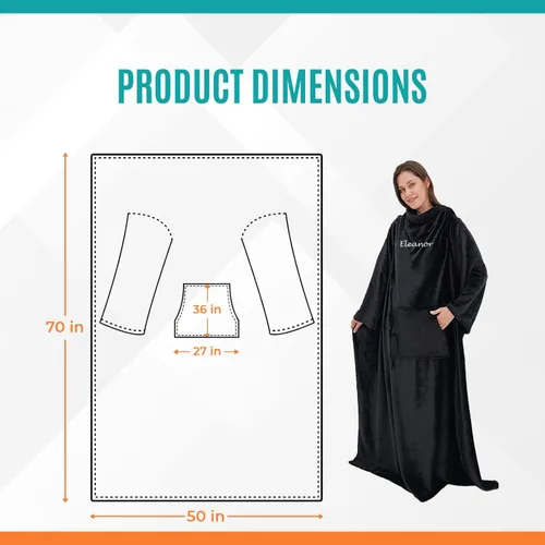 Vista 4 de Personalized Passion - Manta con nombre personalizado para hombres y mujeres adultos Manta de forro polar suave y cómoda con bolsillos