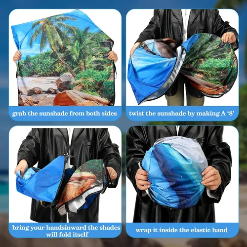 Vista 6 de Parasol plegable para parabrisas de coche, cubreventanas frontales para coche, accesorios para coche, protección contra el calor y los rayos UV