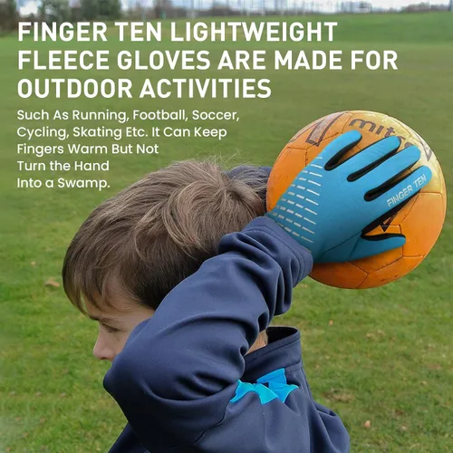 Vista 5 de FINGER TEN Guantes de invierno para pantalla táctil para niños y niñas, guantes térmicos para clima frío, guantes ligeros y cálidos para pantalla