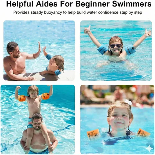 Vista 8 de Inflatable Arm Floaties for Kids, Blow up Arm Bands, Children Swimm Rings