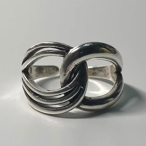 Vista 32 de Anillos de banda ancha de plata de ley 925 vintage hechos a mano para mujeres/hombres, anillo ajustable para el pulgar