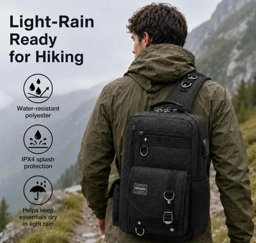 Vista 13 de Leaper Bolso bandolera resistente al agua para senderismo: 98% seco 10min 98% de sequedad del dispositivo después de 10 minutos de lluvia ligera