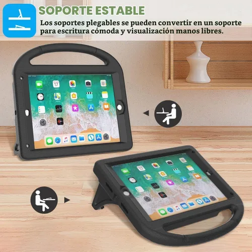 Vista 4 de SUPLIK Funda para niños para iPad 5ª/6ª Generación (9.7 pulgadas, 2017/2018), iPad Air 2/1 & Pro 9.7 con protector de pantalla, cubierta protectora