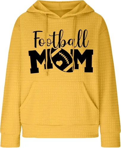 Vista 7 de YAFINMO Sudadera con capucha de fútbol americano para mujer, talla grande, para el día del juego, sudaderas con gráficos de fútbol americano, trajes