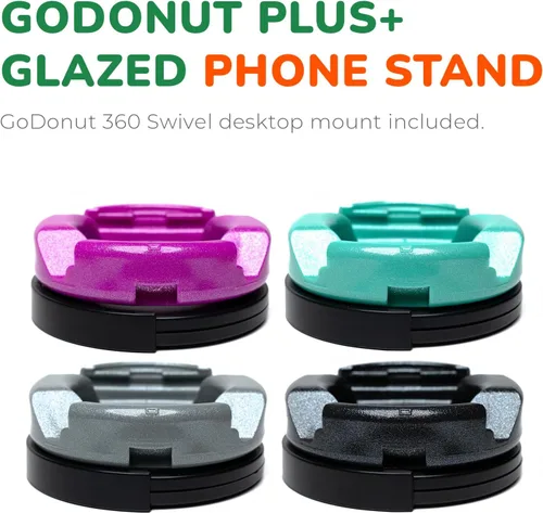 Vista 2 de GoDonut Plus+ Soporte esmaltado para teléfono (base giratoria), accesorio de montaje portátil, acceso al puerto de carga, compatible con tabletas