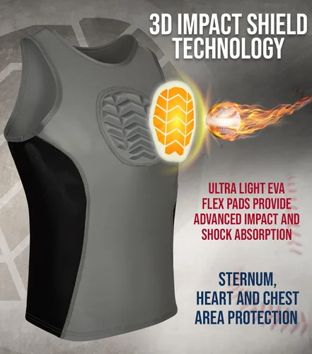 Vista 2 de Exxact Sports Protector de pecho de béisbol juvenil – Camiseta deportiva sin mangas acolchada de compresión, protector de pecho de sóftbol (jóvenes)