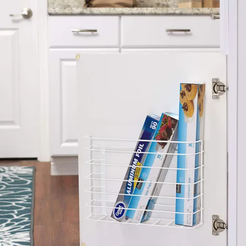 Vista 7 de Household Essentials - Organizador de canastas alto y blanco Se monta en puertas o paredes de gabinetes sólidos