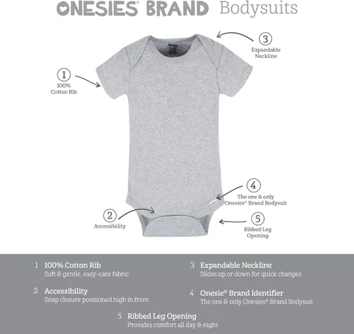 Vista 4 de Onesies Brand Paquete de 8 mamelucos unisex de manga corta para bebé