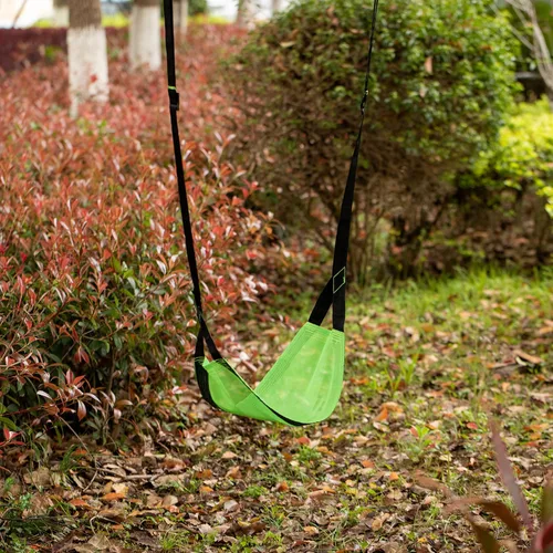 Vista 2 de Patio interior y al aire libre Patio Patio Kids Fun Hanging Mesh Fabric Tree Swing con correa ajustable (verde)