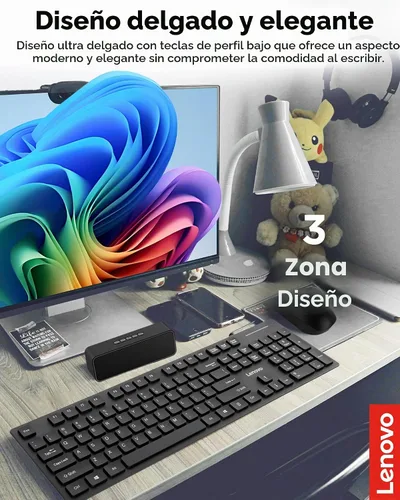 Vista 3 de Lenovo Teclado USB-C con cable 305 con teclado numérico, teclado de tamaño completo, diseño delgado, negro, conectividad USB-C, función dedicada