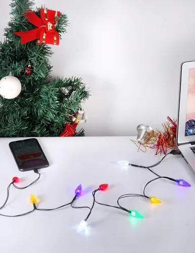 Vista 3 de Cable de carga USB para teléfono con luces LED de Navidad, regalo, para iPhone 13, 12, 11 Pro, XS, XS Max, XR, X, 8 Plus, 8, 7 Plus, 7S Plus, 6S, 6