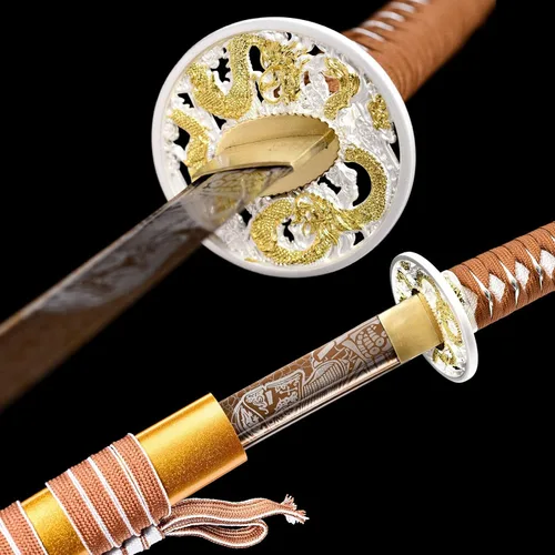 Vista 3 de Japanese Katana Sword Real Authentic,Full Tang,Functional,Practical,1060 high Carbon Steel,Hademade Heat Tempered Full Hand Forged Traditional