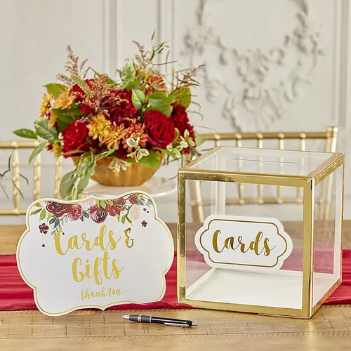 Vista 7 de Kate Aspen Caja de tarjetas de boda, tamaño único, transparente/dorado