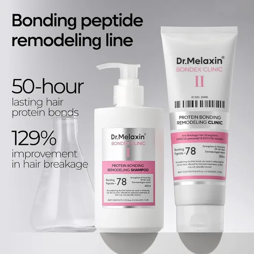 Vista 2 de Dr.Melaxin Bondex Champú remodelador de proteínas con aceite de argán Fortalecimiento de queratina y péptidos Bonder Reparación del cabello