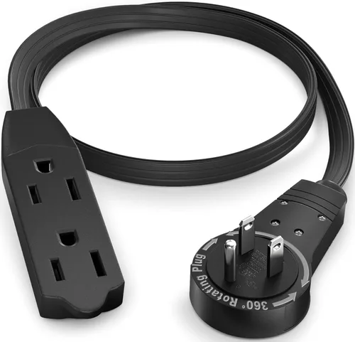Vista 17 de Maximm - Cable de extensión de enchufe plano giratorio de 360°, 0.30 m, 16 AWG, múltiple, extensión de salida, cable con conexión a tierra, 3 Blanco