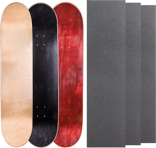 Vista 26 de Cal 7 Tablas de patineta de arce en blanco con cinta de agarre (paquete de 3, combinaciones)