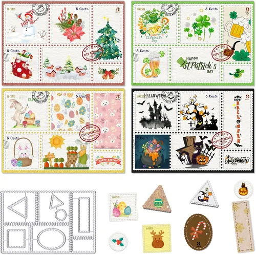 Vista 8 de Estivaux Troqueles con Forma de Tarjeta 3D para Hacer Tarjetas, Juegos de Troqueles de Corte de Tarjetas de Regalo de Forma Rectangular, Troqueles