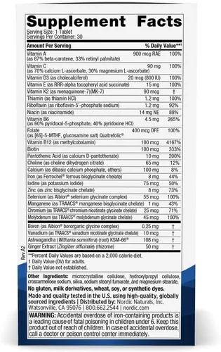 Vista 2 de Nordic Naturals Multivitamínico diario para mujeres One - Apoyo para piel, cabello, energía y huesos - Suplemento para la inmunidad - 20 nutrientes